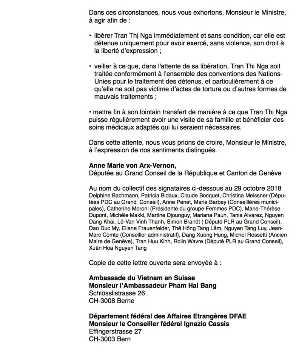 Lettre pétition V4-2 pour Tran Thi Nga